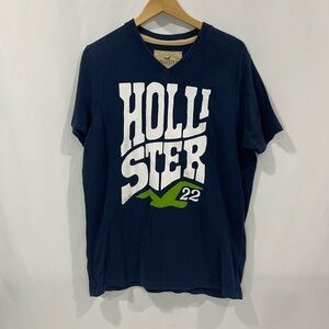 Hollister Dark Blue Tee with White and Green Logo